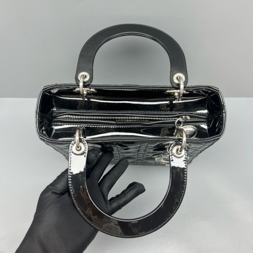 Dior Medium Lady Dior Patent Calfskin Black