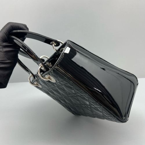 Dior Medium Lady Dior Patent Calfskin Black