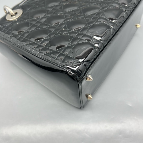 Dior Medium Lady Dior Patent Calfskin Black