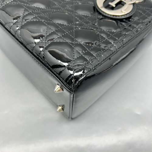 Dior Medium Lady Dior Patent Calfskin Black
