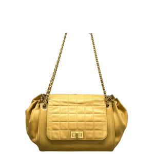 Chanel Shoulder Bag Calfskin Natural Tan