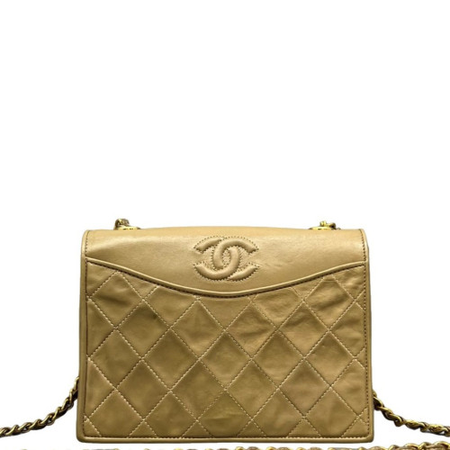 Chanel Quilted Shoulder Bag Calfskin Natural Tan