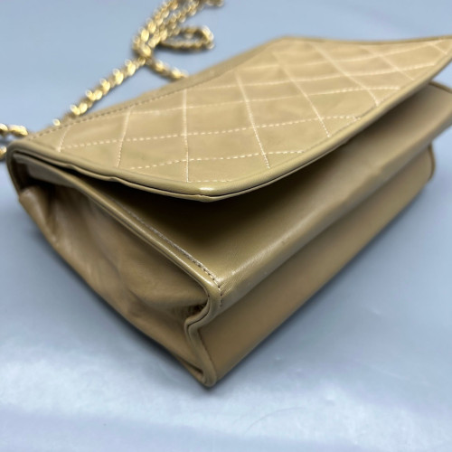 Chanel Quilted Shoulder Bag Calfskin Natural Tan
