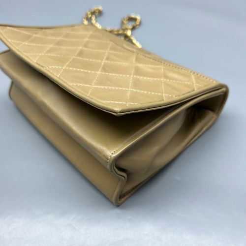 Chanel Quilted Shoulder Bag Calfskin Natural Tan