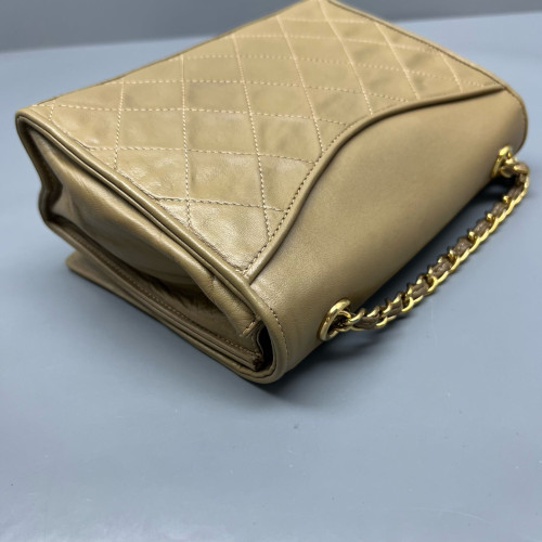 Chanel Quilted Shoulder Bag Calfskin Natural Tan