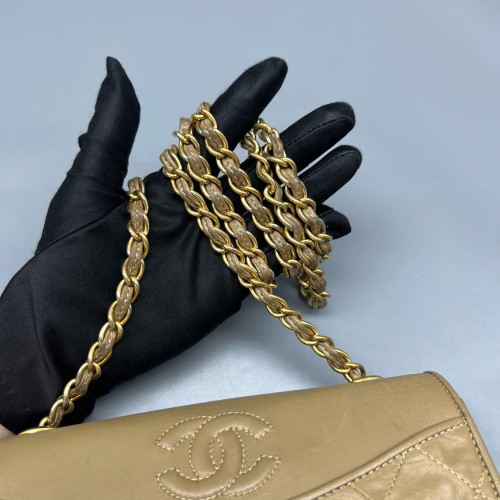 Chanel Quilted Shoulder Bag Calfskin Natural Tan