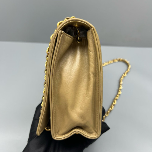 Chanel Quilted Shoulder Bag Calfskin Natural Tan