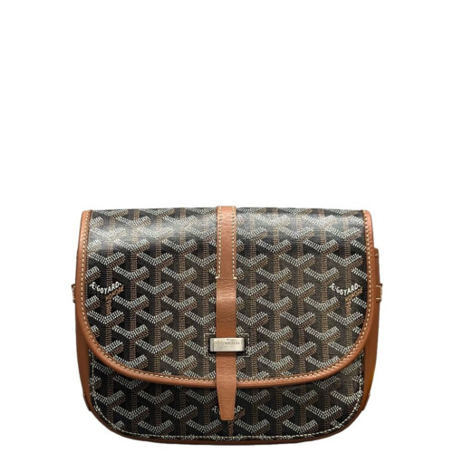 Goyard Belvedere II PM Messenger Bag Goyardine Calfskin Brown Black White