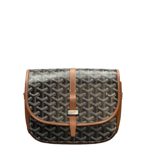 Goyard Belvedere II PM Messenger Bag Goyardine Calfskin Brown Black White