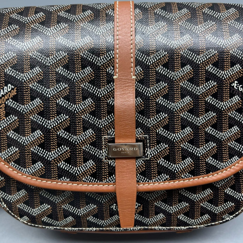 Goyard Belvedere II PM Messenger Bag Goyardine Calfskin Brown Black White