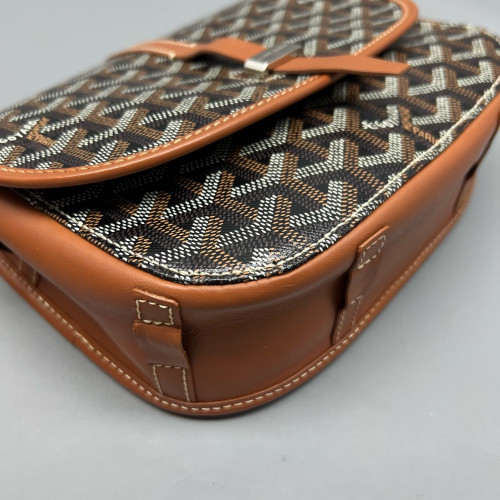 Goyard Belvedere II PM Messenger Bag Goyardine Calfskin Brown Black White
