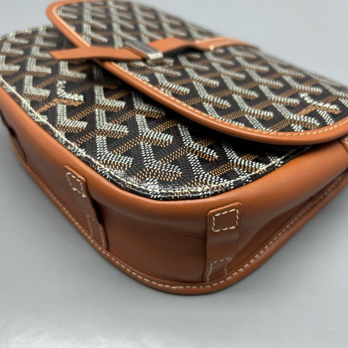 Goyard Belvedere II PM Messenger Bag Goyardine Calfskin Brown Black White