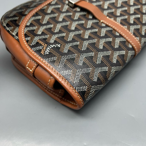 Goyard Belvedere II PM Messenger Bag Goyardine Calfskin Brown Black White