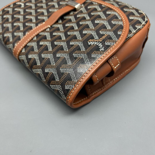 Goyard Belvedere II PM Messenger Bag Goyardine Calfskin Brown Black White