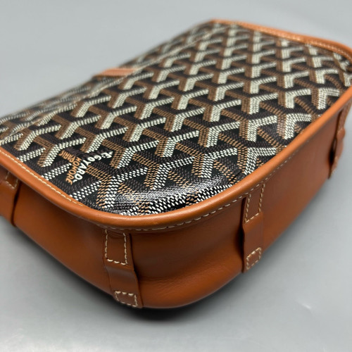 Goyard Belvedere II PM Messenger Bag Goyardine Calfskin Brown Black White