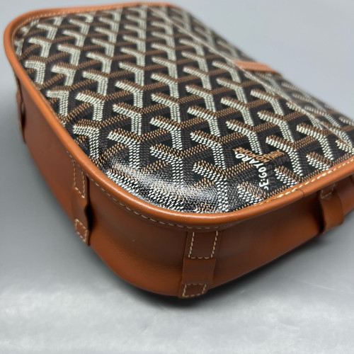 Goyard Belvedere II PM Messenger Bag Goyardine Calfskin Brown Black White