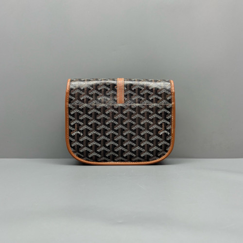 Goyard Belvedere II PM Messenger Bag Goyardine Calfskin Brown Black White