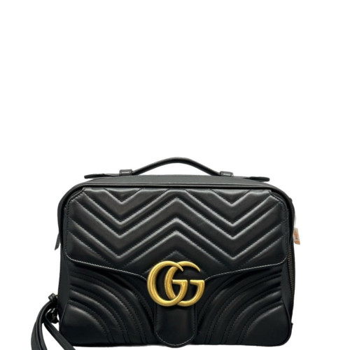 Gucci GG Marmont Top Handle Shoulder Bag Calfskin Black