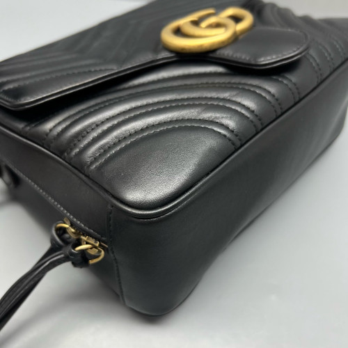 Gucci GG Marmont Top Handle Shoulder Bag Calfskin Black