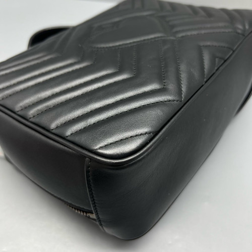 Gucci GG Marmont Top Handle Shoulder Bag Calfskin Black