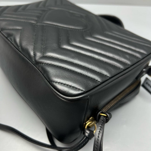 Gucci GG Marmont Top Handle Shoulder Bag Calfskin Black
