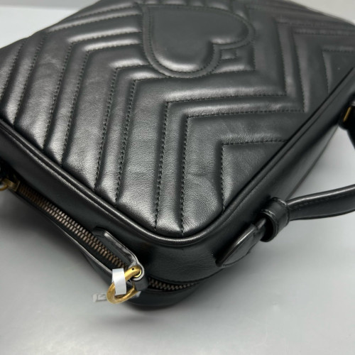 Gucci GG Marmont Top Handle Shoulder Bag Calfskin Black