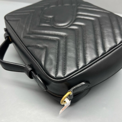 Gucci GG Marmont Top Handle Shoulder Bag Calfskin Black