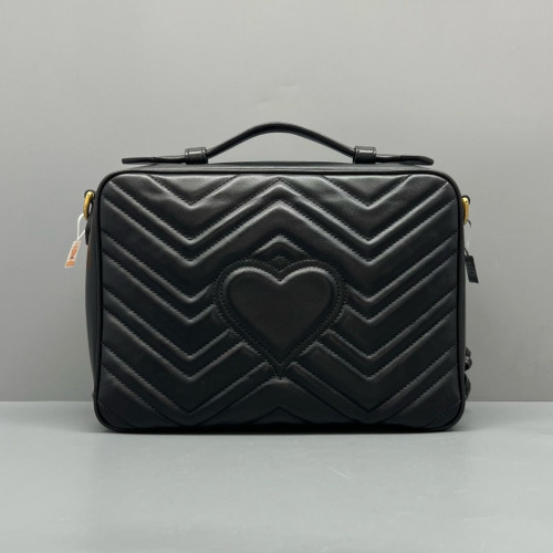 Gucci GG Marmont Top Handle Shoulder Bag Calfskin Black