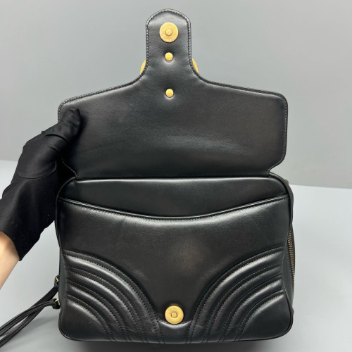 Gucci GG Marmont Top Handle Shoulder Bag Calfskin Black