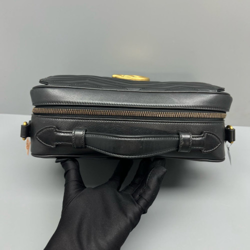 Gucci GG Marmont Top Handle Shoulder Bag Calfskin Black