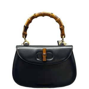 Gucci Bamboo Mini Lady Lock Bamboo Top Handle Bag Calfskin Blue Black