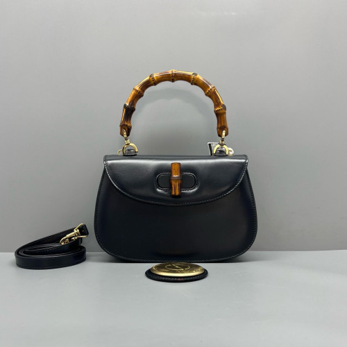 Gucci Bamboo Mini Lady Lock Bamboo Top Handle Bag Calfskin Blue Black Gucci Bamboo Mini Lady Lock Bamboo Top Handle Bag Calfskin Blue Black