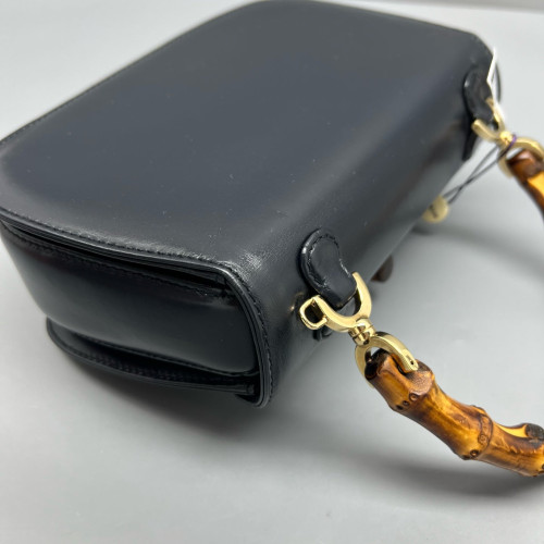 Gucci Bamboo Mini Lady Lock Bamboo Top Handle Bag Calfskin Blue Black Gucci Bamboo Mini Lady Lock Bamboo Top Handle Bag Calfskin Blue Black