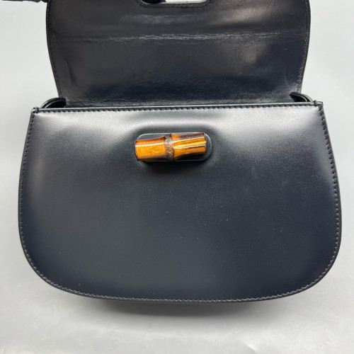 Gucci Bamboo Mini Lady Lock Bamboo Top Handle Bag Calfskin Blue Black Gucci Bamboo Mini Lady Lock Bamboo Top Handle Bag Calfskin Blue Black