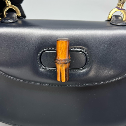 Gucci Bamboo Mini Lady Lock Bamboo Top Handle Bag Calfskin Blue Black Gucci Bamboo Mini Lady Lock Bamboo Top Handle Bag Calfskin Blue Black