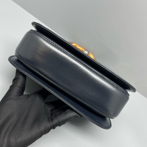 Gucci Bamboo Mini Lady Lock Bamboo Top Handle Bag Calfskin Blue Black Gucci Bamboo Mini Lady Lock Bamboo Top Handle Bag Calfskin Blue Black
