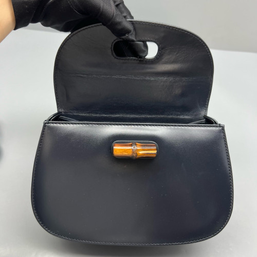 Gucci Bamboo Mini Lady Lock Bamboo Top Handle Bag Calfskin Blue Black Gucci Bamboo Mini Lady Lock Bamboo Top Handle Bag Calfskin Blue Black