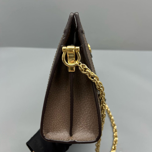 Gucci Small Ophidia Chain Shoulder Bag GG Monogram Calfskin Canvas Beige Brown Green
