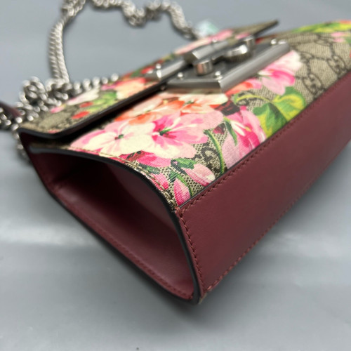 Gucci Small Padlock Shoulder Bag GG Supreme Monogram Calfskin Beige Pink Green