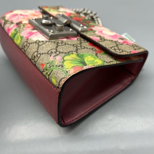 Gucci Small Padlock Shoulder Bag GG Supreme Monogram Calfskin Beige Pink Green