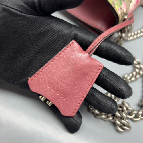 Gucci Small Padlock Shoulder Bag GG Supreme Monogram Calfskin Beige Pink Green