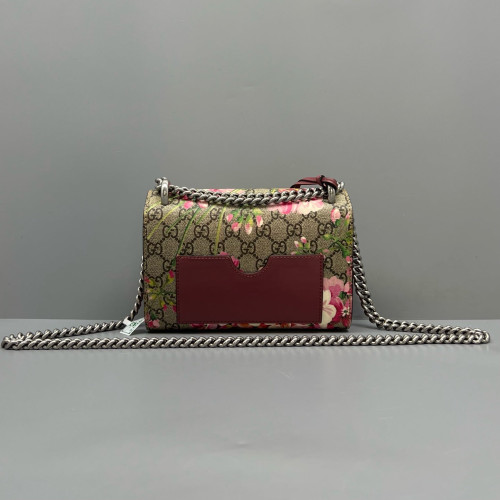 Gucci Small Padlock Shoulder Bag GG Supreme Monogram Calfskin Beige Pink Green
