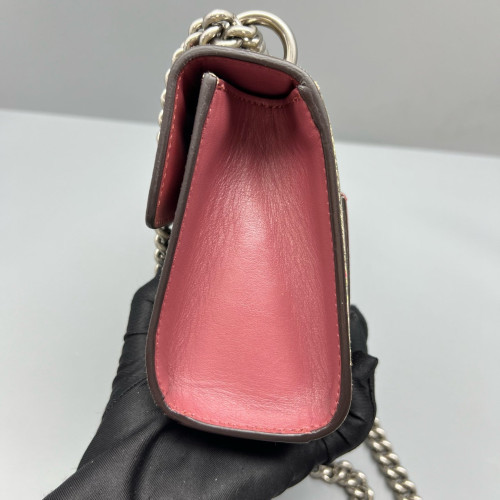 Gucci Small Padlock Shoulder Bag GG Supreme Monogram Calfskin Beige Pink Green