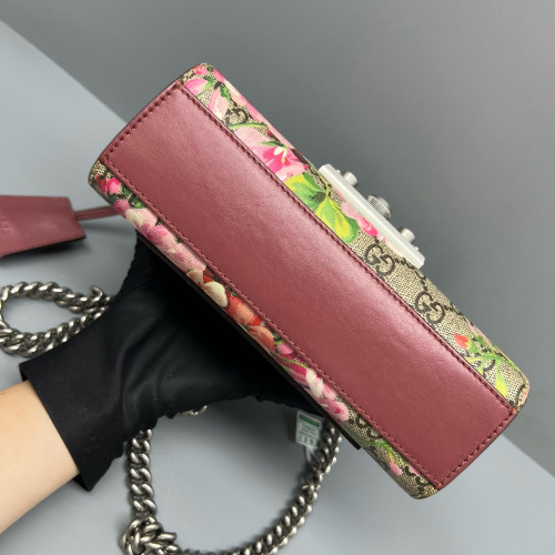 Gucci Small Padlock Shoulder Bag GG Supreme Monogram Calfskin Beige Pink Green