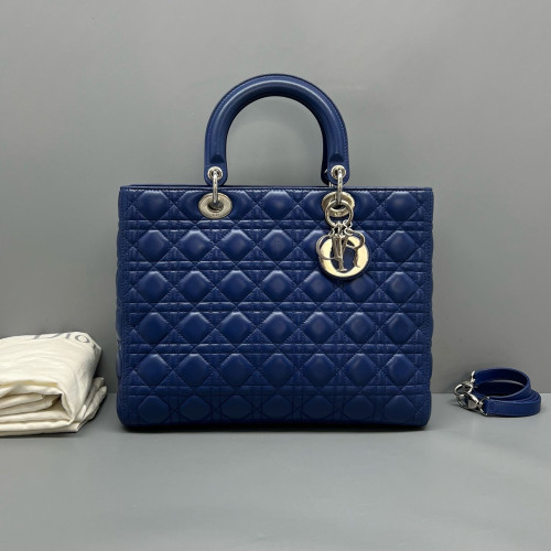 Dior Large Lady Dior Calfskin Blue