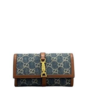 Gucci Jackie 1961 Wallet On Chain Denim Blue Brown