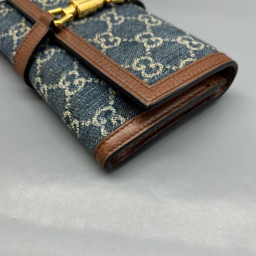Gucci Jackie 1961 Wallet On Chain Denim Blue Brown Gucci Jackie 1961 Wallet On Chain Denim Blue Brown