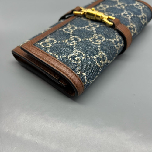 Gucci Jackie 1961 Wallet On Chain Denim Blue Brown Gucci Jackie 1961 Wallet On Chain Denim Blue Brown