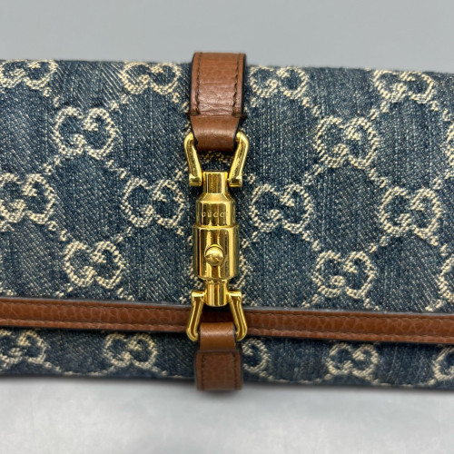 Gucci Jackie 1961 Wallet On Chain Denim Blue Brown Gucci Jackie 1961 Wallet On Chain Denim Blue Brown