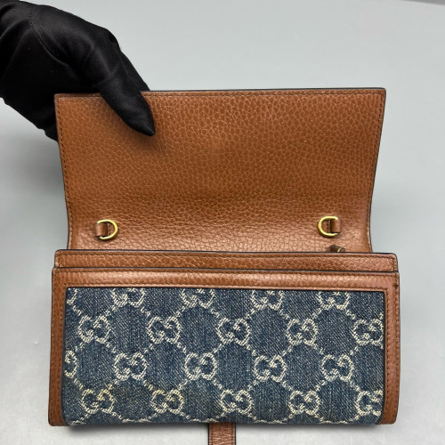 Gucci Jackie 1961 Wallet On Chain Denim Blue Brown Gucci Jackie 1961 Wallet On Chain Denim Blue Brown